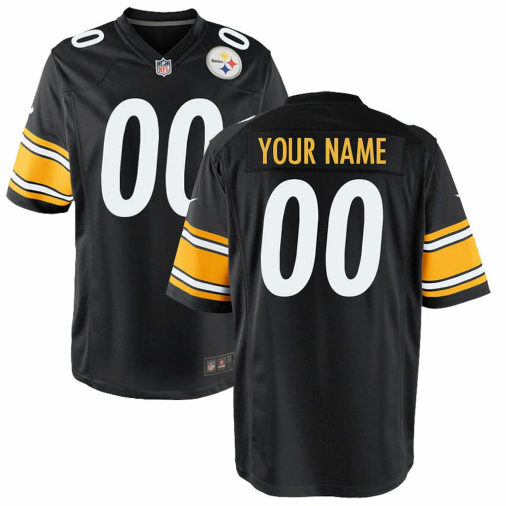 Pittsburgh Steelers Youth Custom Game Jersey - Black cheap