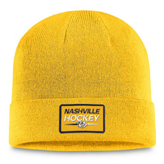Nashville Predators Fanatics Authentic Pro Cuffed Knit Hat – Gold Hats