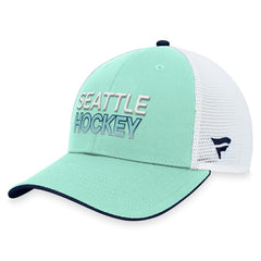 Seattle Kraken Fanatics Authentic Pro Rink Trucker Adjustable Hat - Light Blue Hats
