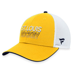 St. Louis Blues Fanatics Authentic Pro Rink Trucker Adjustable Hat - Gold Hats