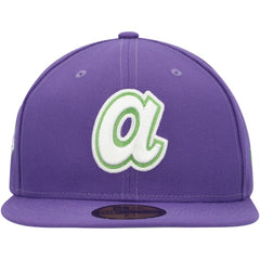 Atlanta Braves Lime Side Patch 59FIFTY Fitted Hat Purple