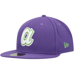 Atlanta Braves Lime Side Patch 59FIFTY Fitted Hat Purple