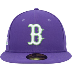 Boston Red Sox Lime Side Patch 59FIFTY Fitted Hat Purple