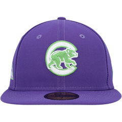 Chicago Cubs Lime Side Patch 59FIFTY Fitted Hat Purple