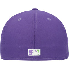 Miami Marlins Lime Side Patch 59FIFTY Fitted Hat Purple