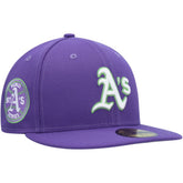 Athletics Lime Side Patch 59FIFTY Fitted Hat Purple