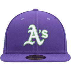 Athletics Lime Side Patch 59FIFTY Fitted Hat Purple
