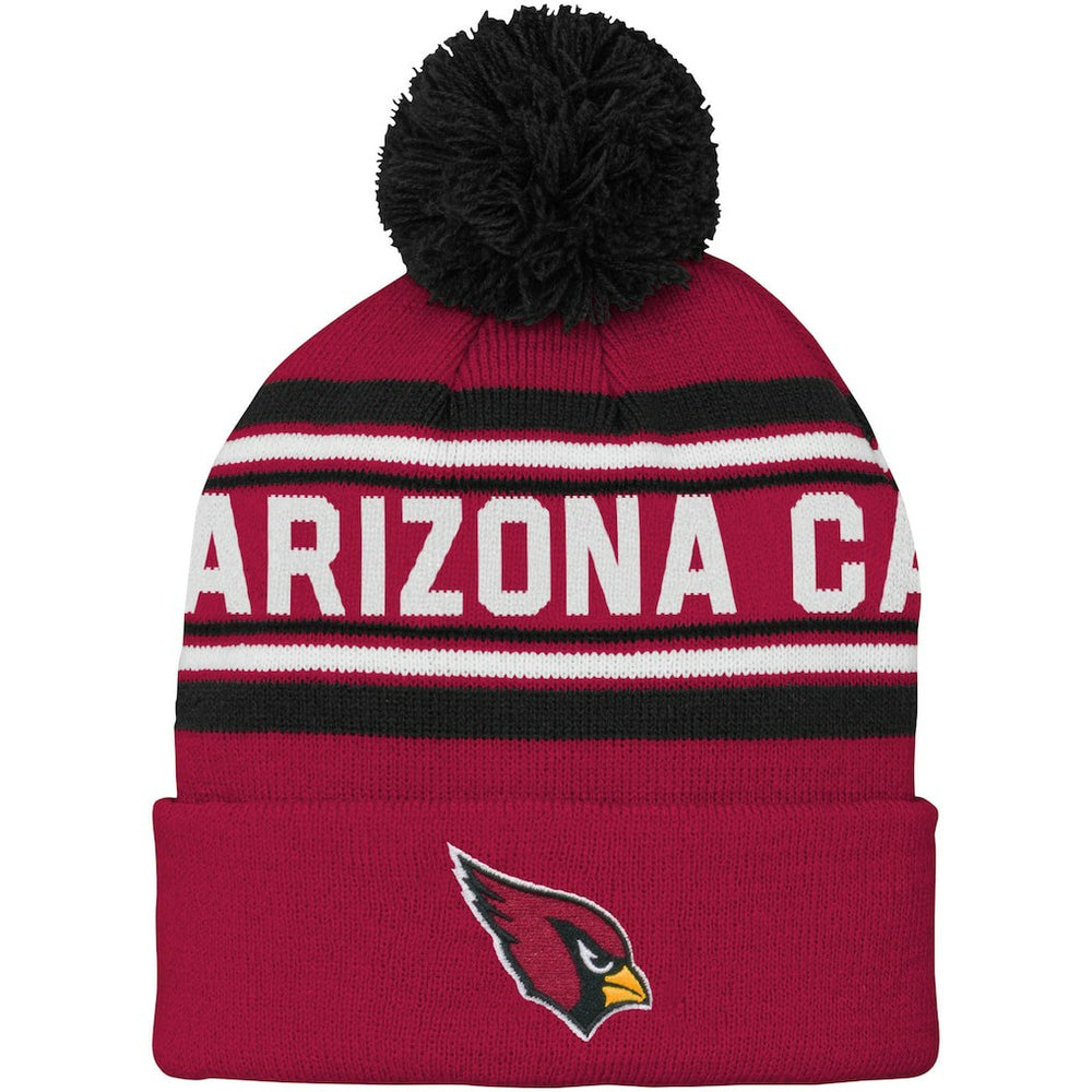 Arizona Cardinals Youth Jacquard Cuffed Knit Hat with Pom - Cardinal for sale