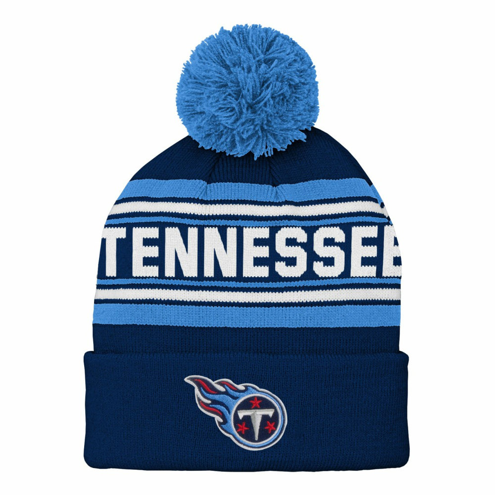 Tennessee Titans Youth Jacquard Cuffed Knit Hat with Pom - Navy online