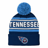 Tennessee Titans Youth Jacquard Cuffed Knit Hat with Pom - Navy online