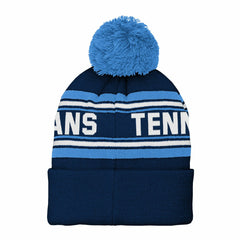 Tennessee Titans Youth Jacquard Cuffed Knit Hat with Pom - Navy online