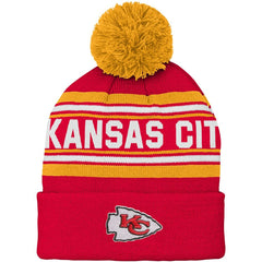 Kansas City Chiefs Preschool Jacquard Cuffed Knit Hat with Pom - Red for sale
