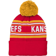 Kansas City Chiefs Preschool Jacquard Cuffed Knit Hat with Pom - Red for sale