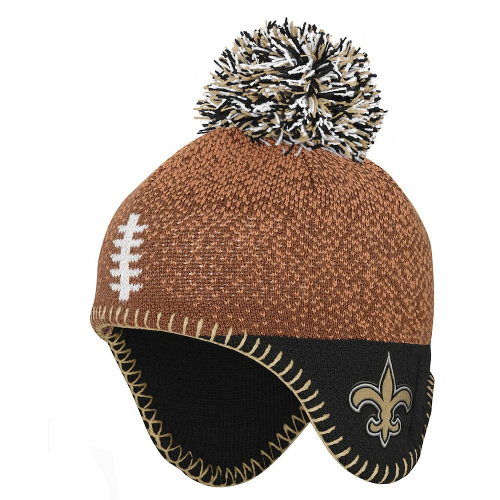 New Orleans Saints Preschool Football Head Knit Hat with Pom - Brown discount