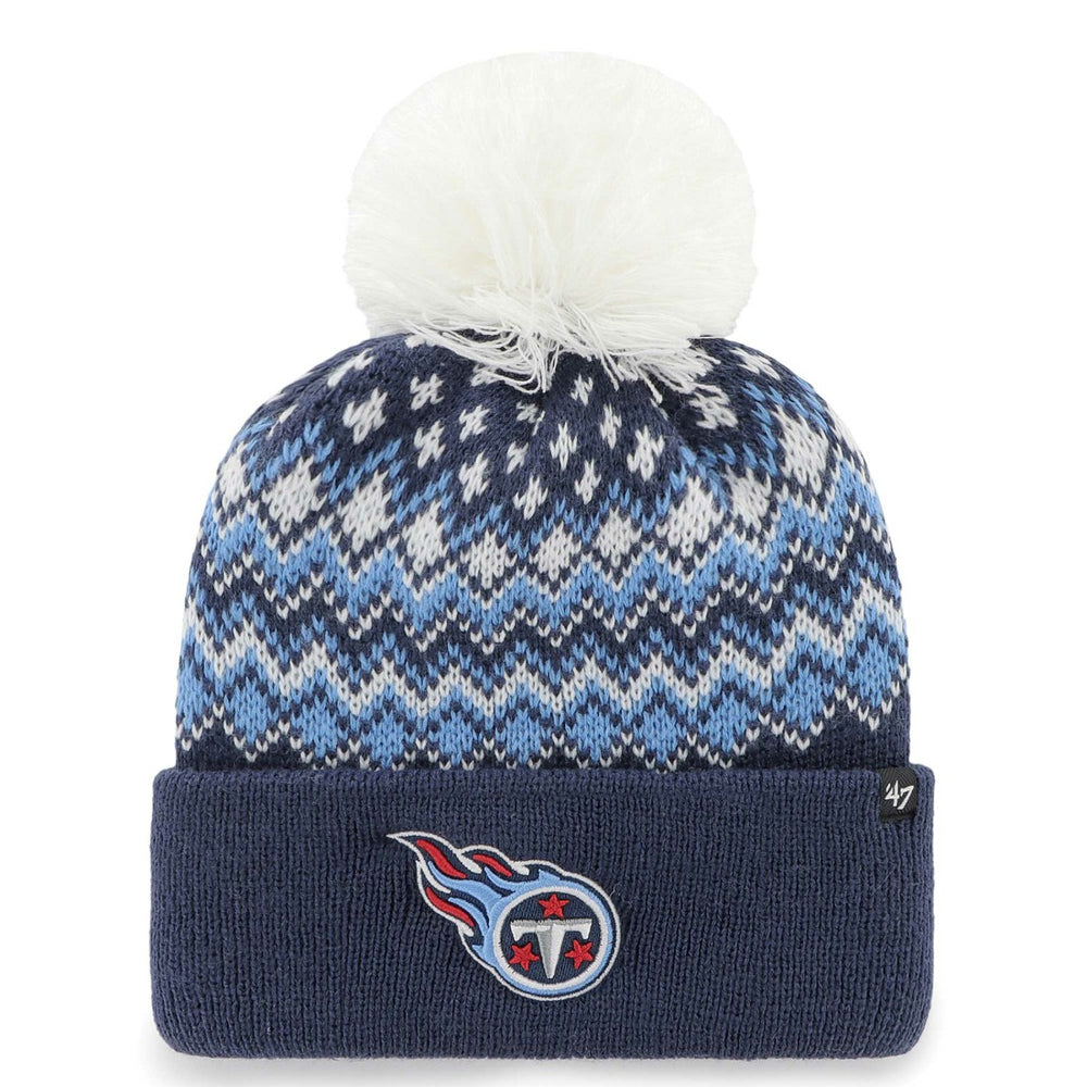 Tennessee Titans '47 Women's Elsa Cuffed Knit Hat with Pom - Navy on sale
