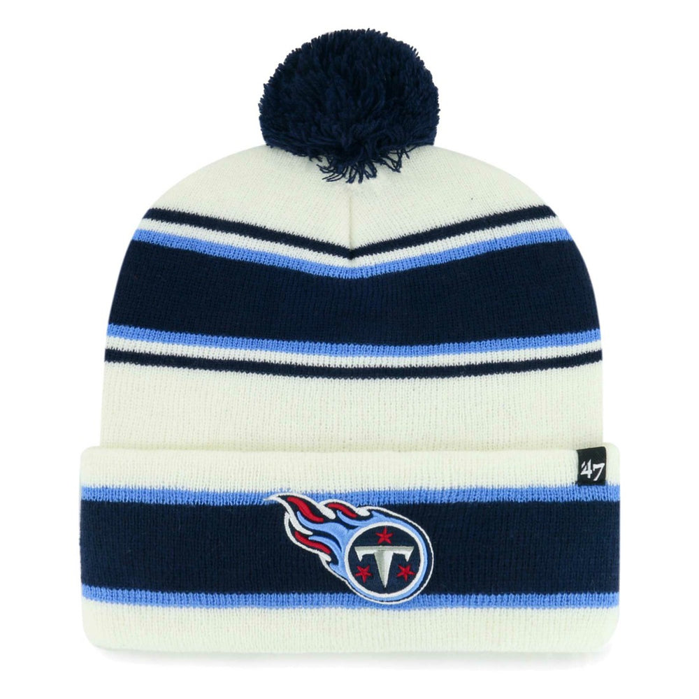 Tennessee Titans '47 Youth Stripling Cuffed Knit Hat with Pom - White for sale