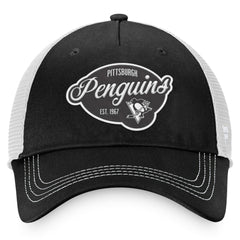 Pittsburgh Penguins Fanatics Women's Fundamental Trucker Adjustable Hat - Black/White Hats