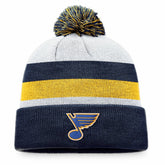 St. Louis Blues Fanatics Fundamental Cuffed Knit Hat with Pom - Navy/Gold Hats