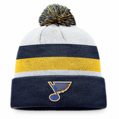 St. Louis Blues Fanatics Fundamental Cuffed Knit Hat with Pom - Navy/Gold Hats