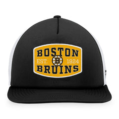 Boston Bruins Fanatics Foam Front Patch Trucker Snapback Hat - Black/White Hats
