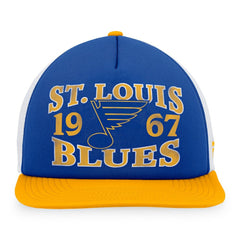 St. Louis Blues Fanatics Heritage Vintage Foam Front Trucker Snapback Hat - Blue/Gold Hats