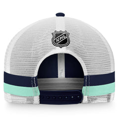 Seattle Kraken Fanatics Fundamental Striped Trucker Adjustable Hat - Deep Sea Blue/White Hats
