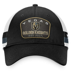 Vegas Golden Knights Fanatics Fundamental Striped Trucker Adjustable Hat - Black/White Hats