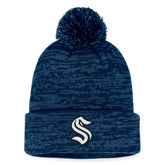 Seattle Kraken Fanatics Fundamental Cuffed Knit Hat with Pom - Deep Sea Blue Hats