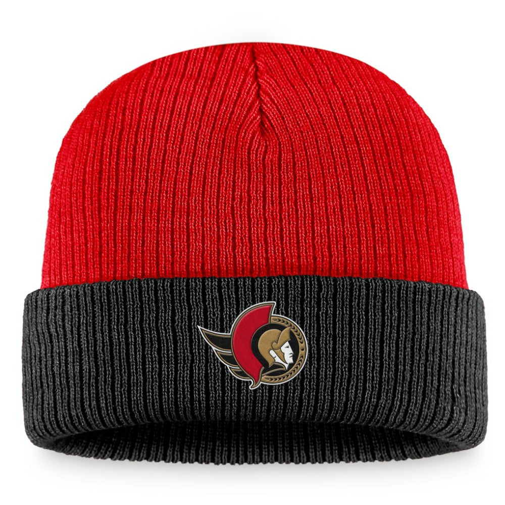 Ottawa Senators Fanatics Heritage Vintage Cuffed Knit Hat - Red/Black Hats