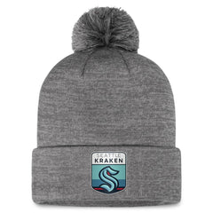 Seattle Kraken Fanatics Authentic Pro Home Ice Cuffed Knit Hat with Pom - Gray Hats