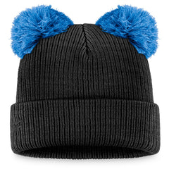 Miami Marlins Women's Double Pom Cuffed Knit Hat Black/Blue