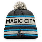 Miami Marlins Hometown Slogan Cuffed Knit Hat with Pom Black/Natural