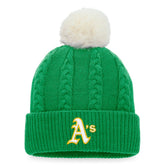 Athletics Women's Cable Cuffed Knit Hat with Pom Kelly Green