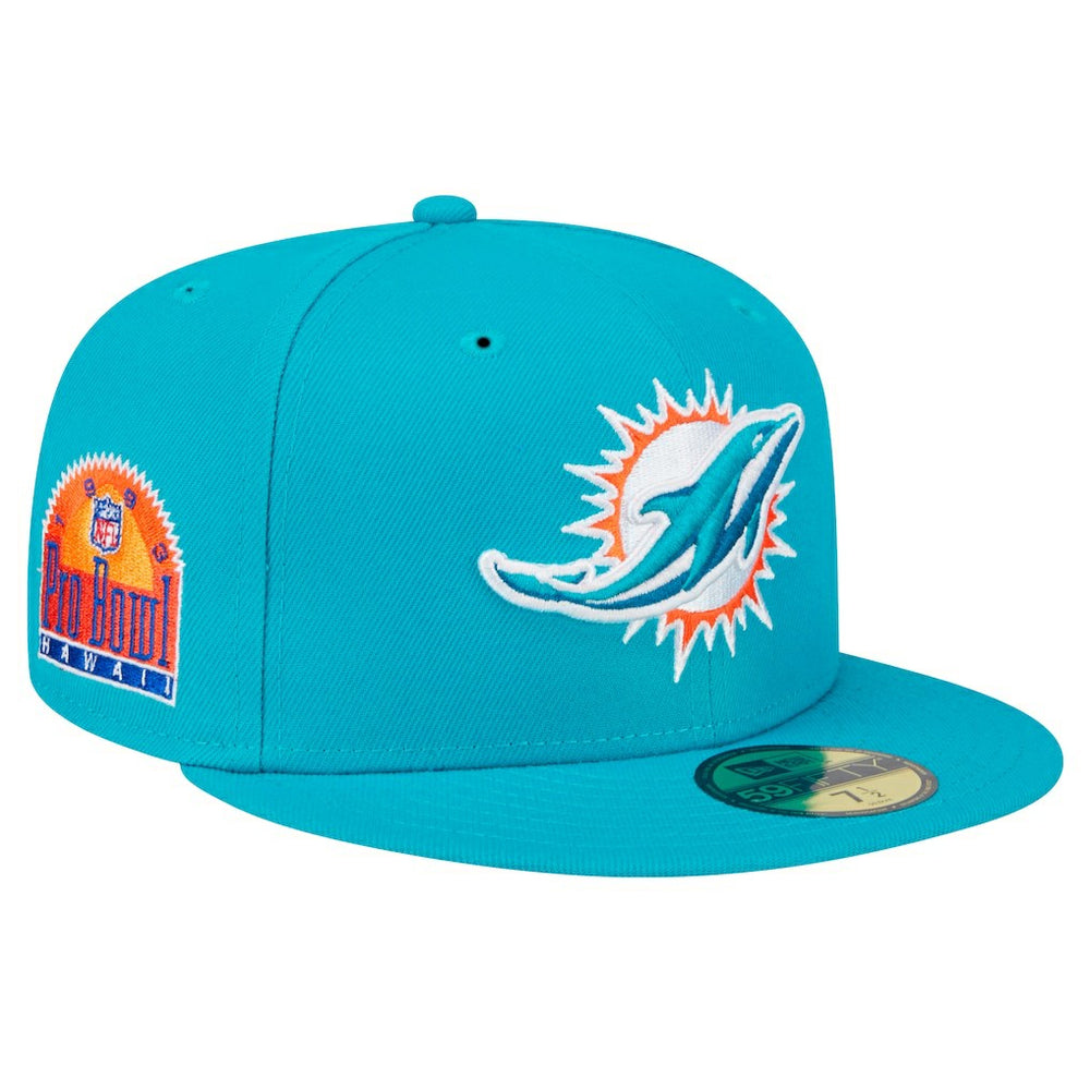 Miami Dolphins New Era Main Patch 59FIFTY Fitted Hat - Aqua on sale