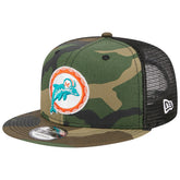 Miami Dolphins New Era Throwback Main Trucker 9FIFTY Snapback Hat - Camo sale