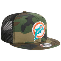Miami Dolphins New Era Throwback Main Trucker 9FIFTY Snapback Hat - Camo sale