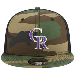 Colorado Rockies Woodland Camo Trucker 9FIFTY Snapback Hat Camo