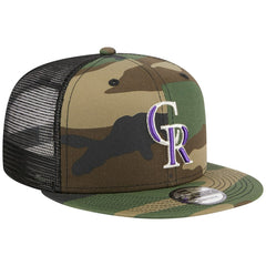 Colorado Rockies Woodland Camo Trucker 9FIFTY Snapback Hat Camo