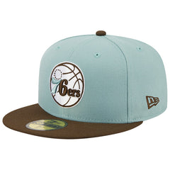 Philadelphia 76ers Two-Tone 59FIFTY Fitted Hat - Light Blue/Brown shop