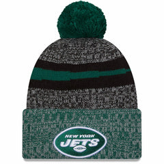 New York Jets New Era 2023 Sideline Sport Cuffed Pom Knit Hat - Black/Green on sale