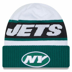 New York Jets New Era 2023 Sideline Tech Cuffed Knit Hat - White/Green online