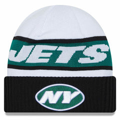 New York Jets New Era 2023 Sideline Tech Cuffed Knit Hat - White/Black outlet