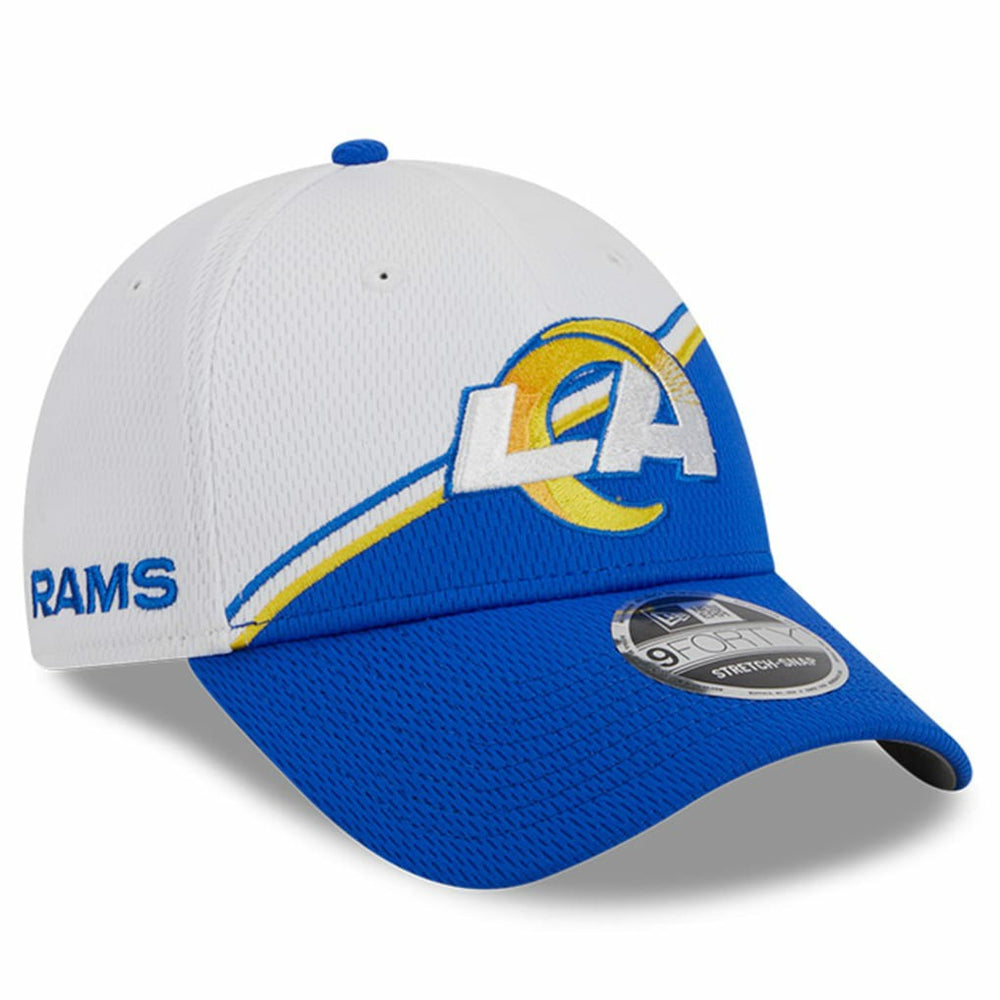 Los Angeles Rams New Era 2023 Sideline 9FORTY Adjustable Hat - White/Royal discount