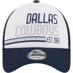 Dallas Cowboys New Era Stacked A-Frame Trucker 9FORTY Adjustable Hat - White/Navy sale