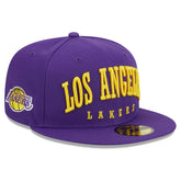 Los Angeles Lakers Big Arch Text 59FIFTY Fitted Hat - Purple on sale