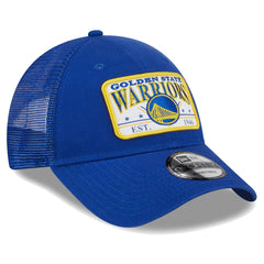 Golden State Warriors Plate Oversized Patch Trucker 9FORTY Adjustable Hat sale - Royal outlet