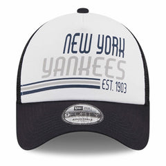 New York Yankees Stacked A-Frame Trucker 9FORTY Adjustable Hat White/Navy