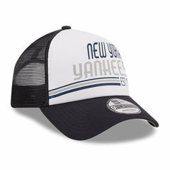 New York Yankees Stacked A-Frame Trucker 9FORTY Adjustable Hat White/Navy