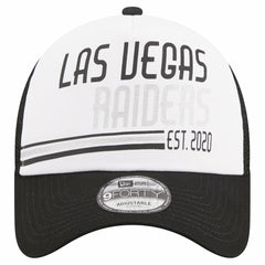 Las Vegas Raiders New Era Stacked A-Frame Trucker 9FORTY Adjustable Hat - White/Black for sale