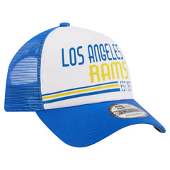 Los Angeles Rams New Era Stacked A-Frame Trucker 9FORTY Adjustable Hat - White/Royal discount